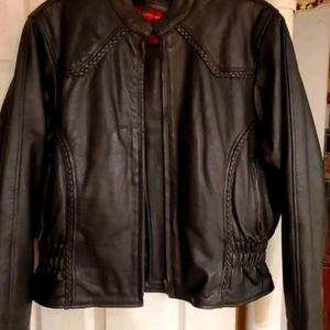 Leather biker jacket women